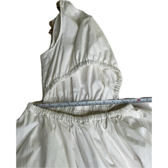 MICHAEL MICHAEL KORS Womens White Open Waist Midi Dress Logo Chain W/Pockets XS - Picture 5 of 6